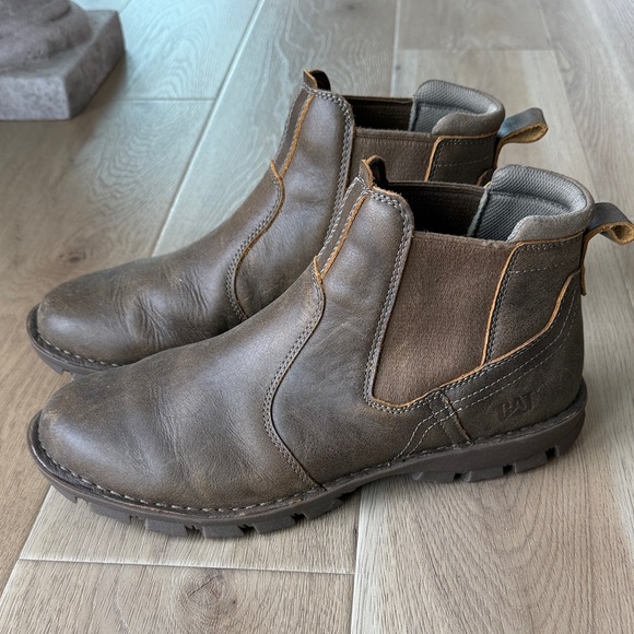 Caterpillar Brown Slip-On Leather Work Chelsea Boots